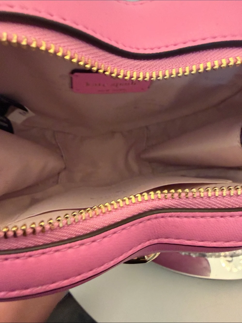 kate spade pink heart-shaped mini crossbody with gold chain NEW NO TAGS